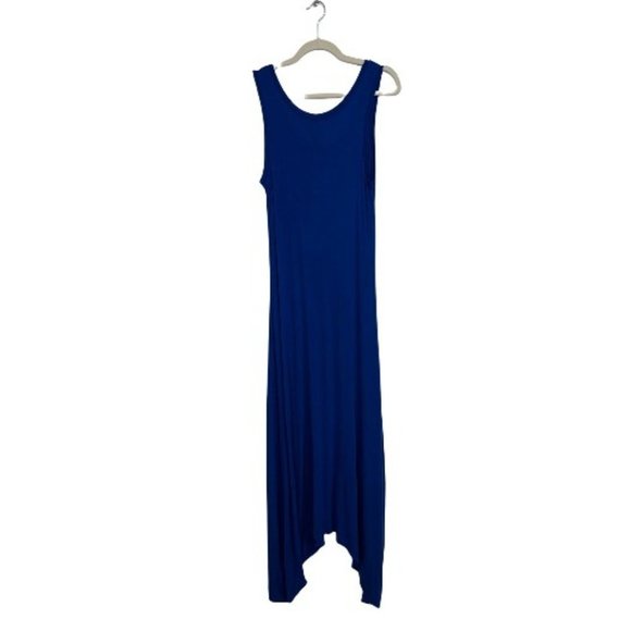 W118 By Walter Baker Asymmetric Maxi Dress Blue Sleeveless Scoop Neck Women SZ M - Picture 2 of 5